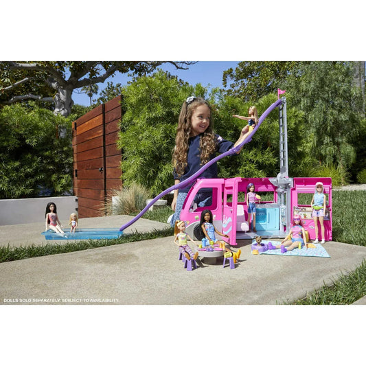 Barbie Doll DreamCamper Van Playset with Pets, Pool, Slide & Accessories, Toys For Ages 3 Years Old & up